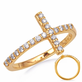 0.29 ctw. YELLOW GOLD CROSS RING 2.0MM D4350YG