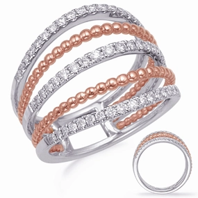 0.52 ctw. ROSE & WHITE GOLD DIAMOND FASHION RING D4741RW