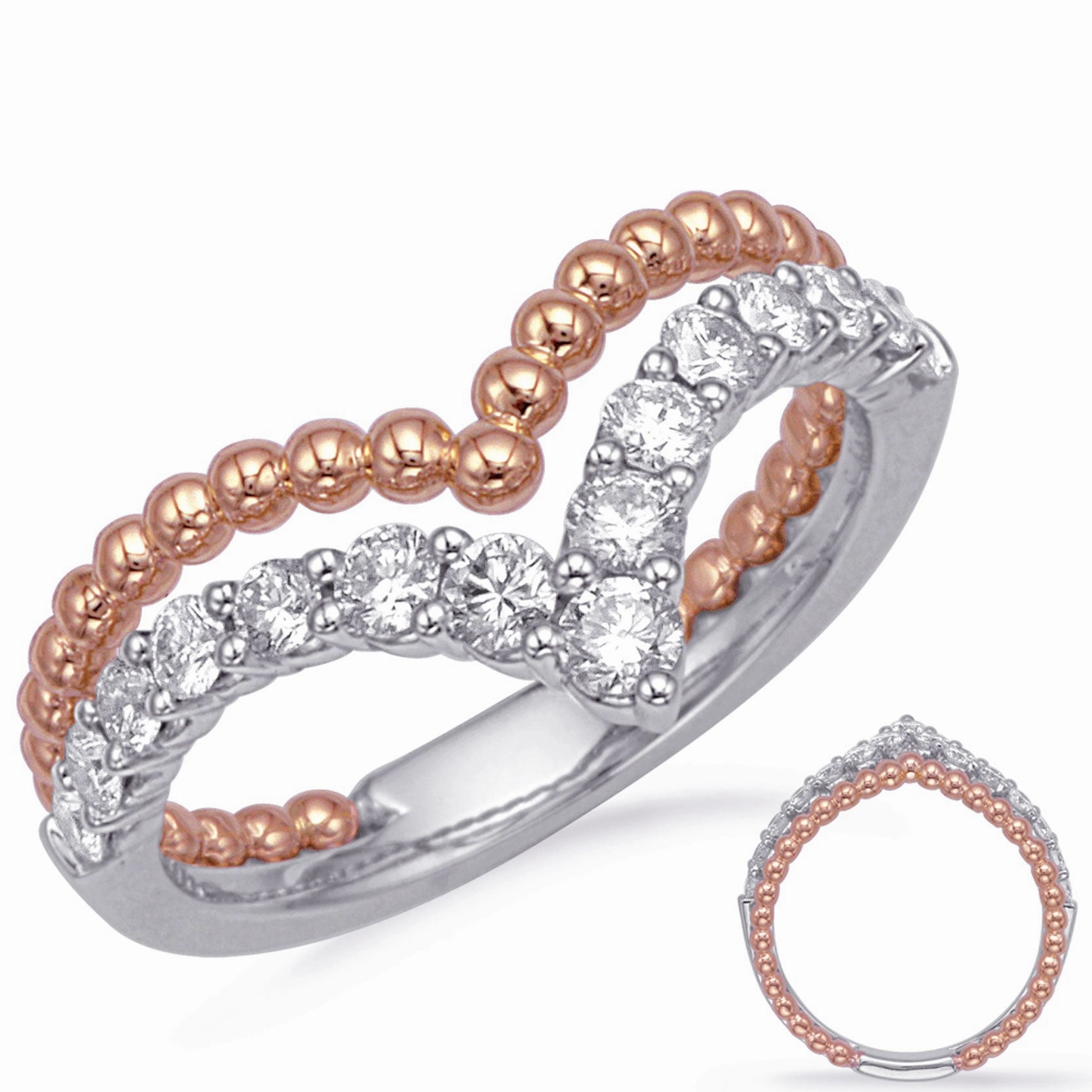0.53 ctw. ROSE & WHITE GOLD DIAMOND FASHION RING D4729RW