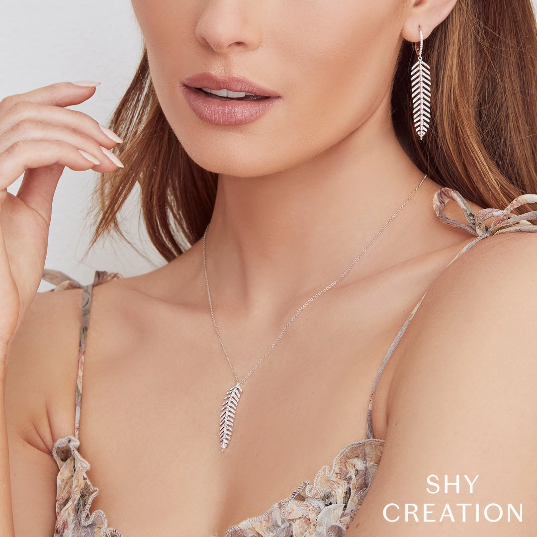 0.60CT DIAMOND 'PHOENIX' DROP FEATHER EARRING - SHORT