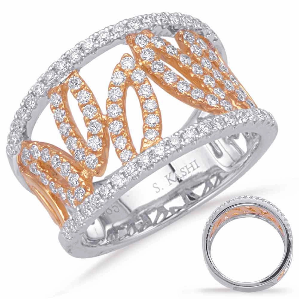 0.78 ctw. ROSE & WHITE GOLD DIAMOND FASHION RING D4628RW