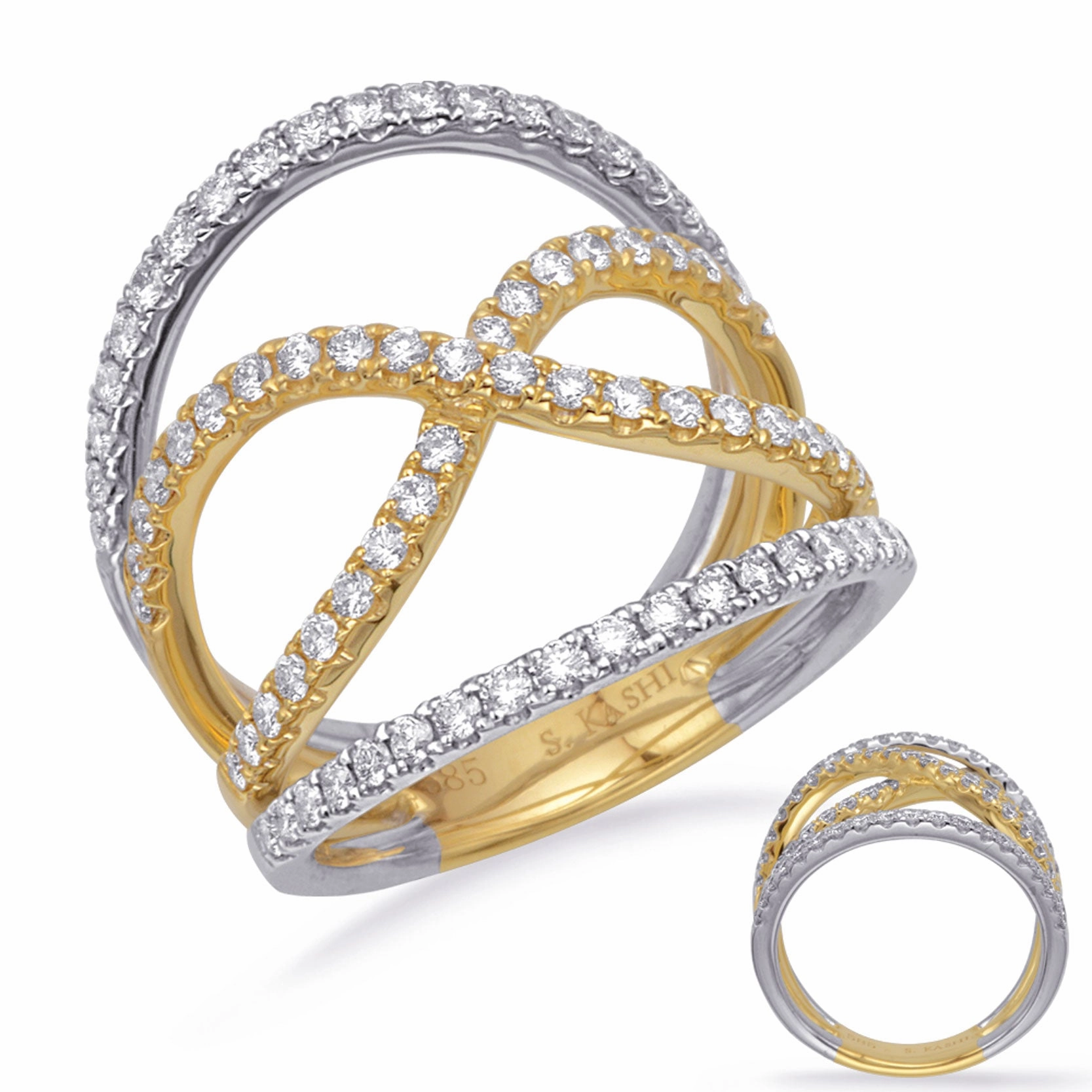 0.84 ctw. YELLOW & WHITE GOLD DIAMOND FASHION RING D4726YW