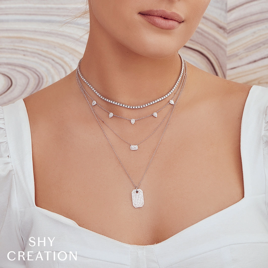 0.90CT DIAMOND DOG TAG NECKLACE