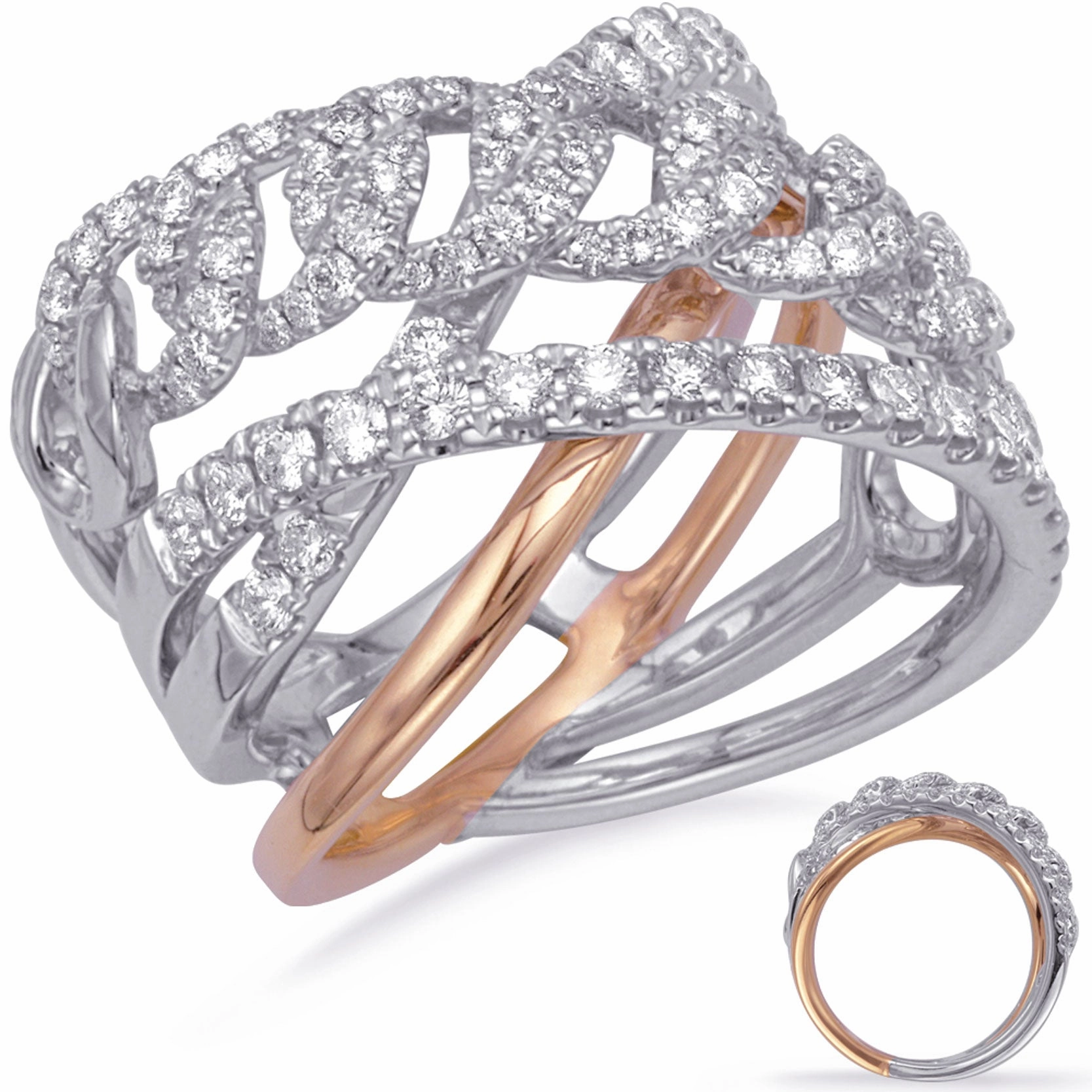0.94 ctw. ROSE & WHITE GOLD DIAMOND FASHION RING D4727RW