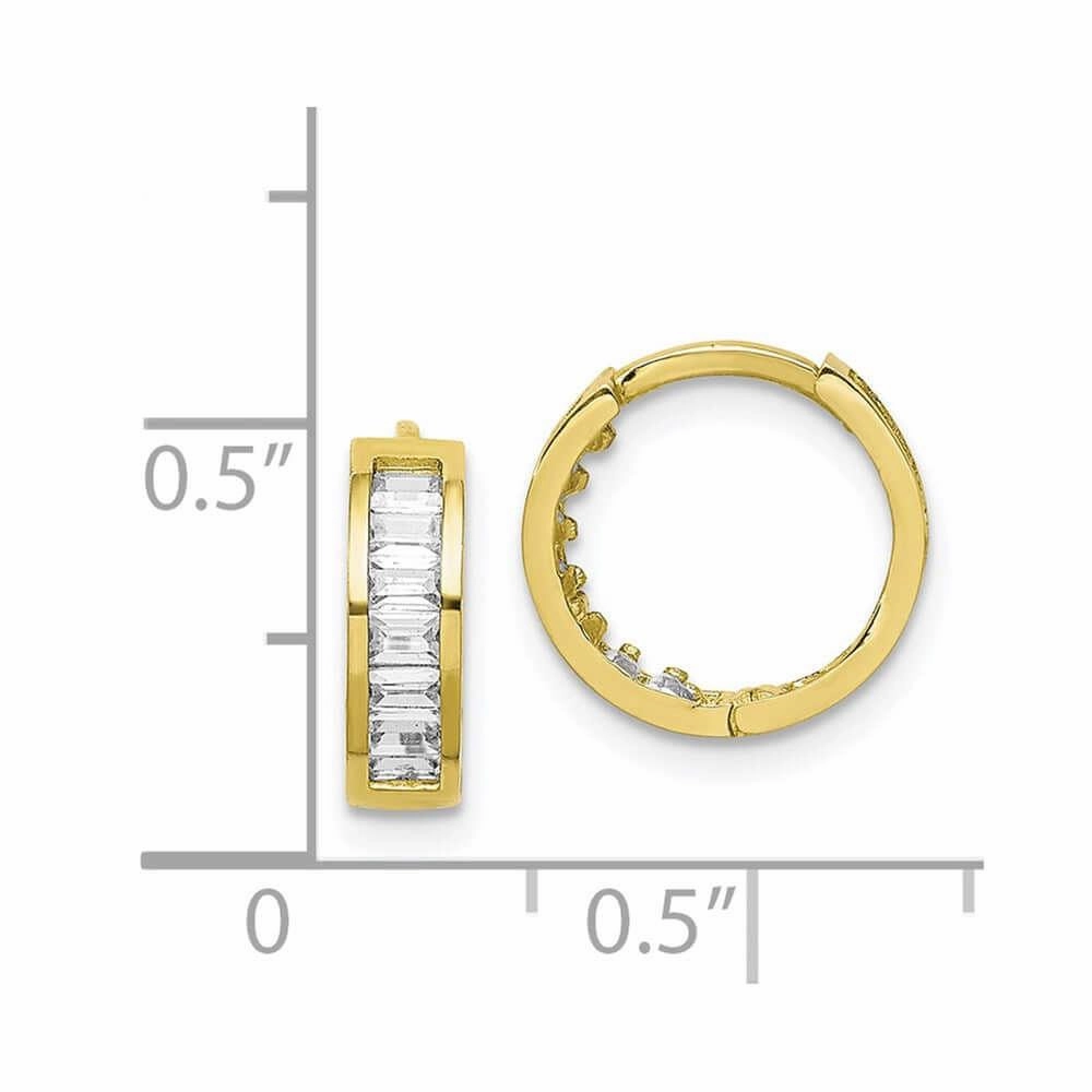 10K CZ Hinged Hoop Earrings
