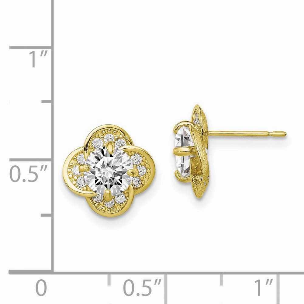 10K Tiara Collection Polished CZ Post Earrings