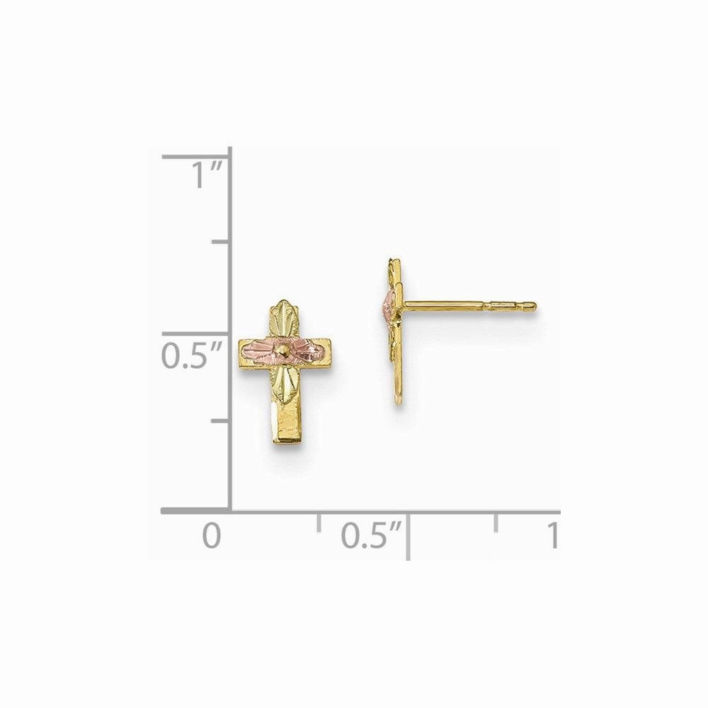 10k Tri-Color Black Hills Gold Cross Earrings