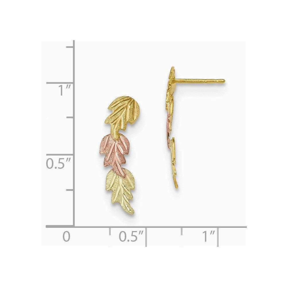 10k Tri-Color Black Hills Gold Post Earrings