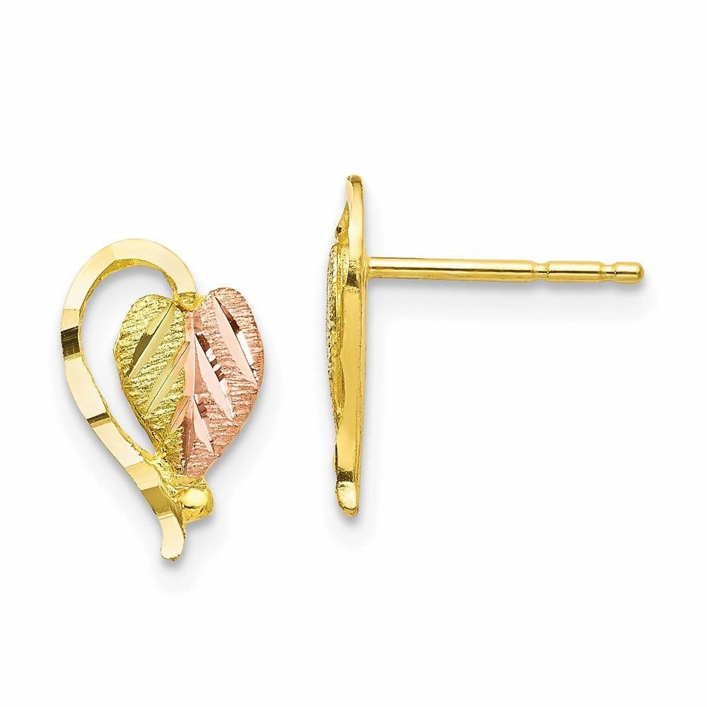 10k Tri-color Black Hills Gold Post Earrings
