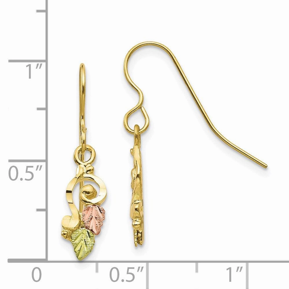 10k Tri-color Black Hills Gold Shepherd Hook Earrings
