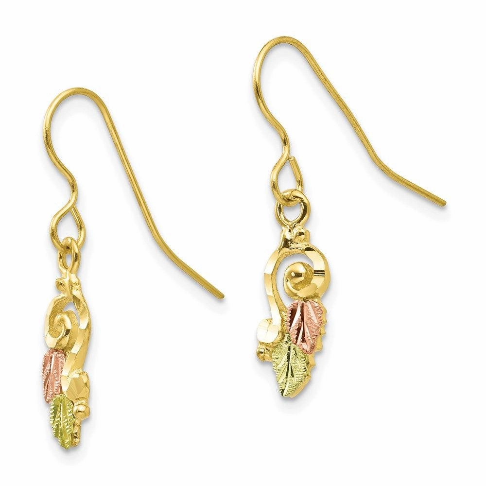 10k Tri-color Black Hills Gold Shepherd Hook Earrings