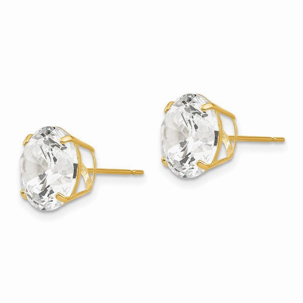 14k 10mm Round CZ Post Earrings