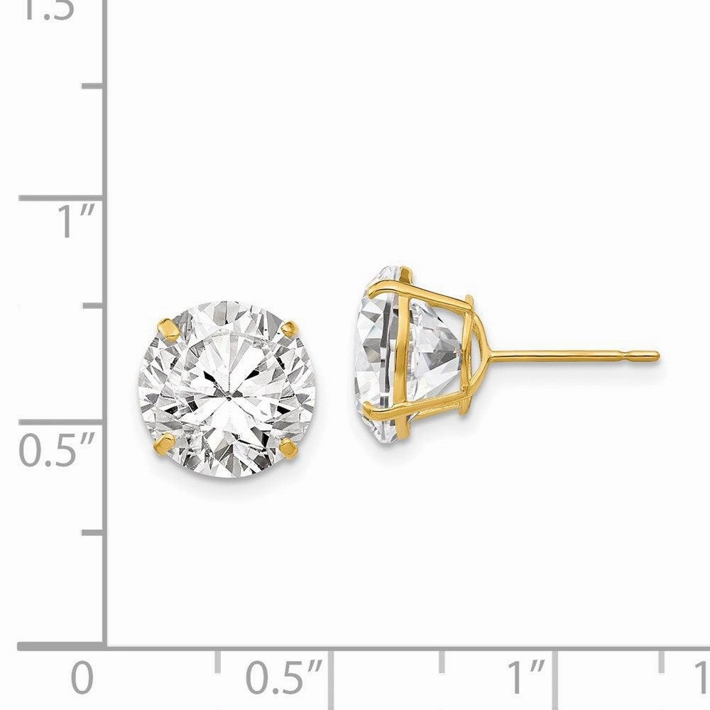 14k 10mm Round CZ Post Earrings