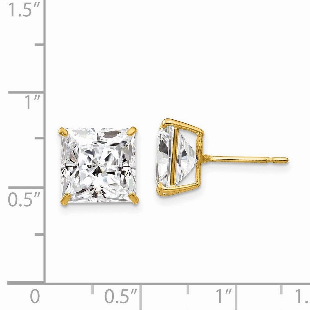 14k 10mm Square CZ Post Earrings