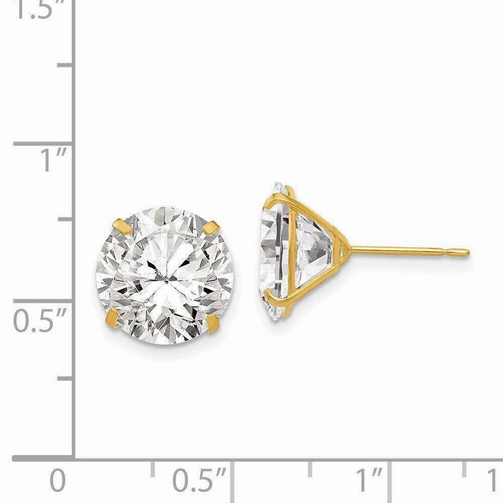 14k 11mm Round CZ Post Earrings