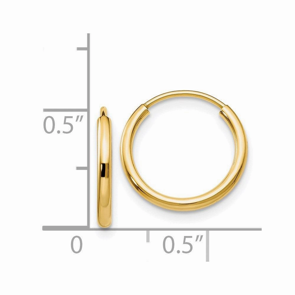 14k 1.5mm Polished Round Endless Hoop Earrings