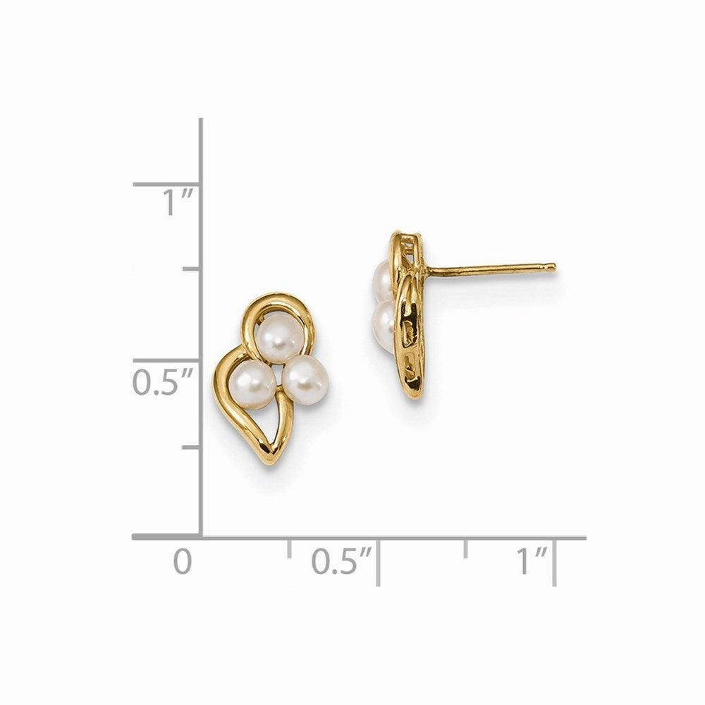 14k 3-4mm White Button Freshwater Cultured Pearl Post Earrings