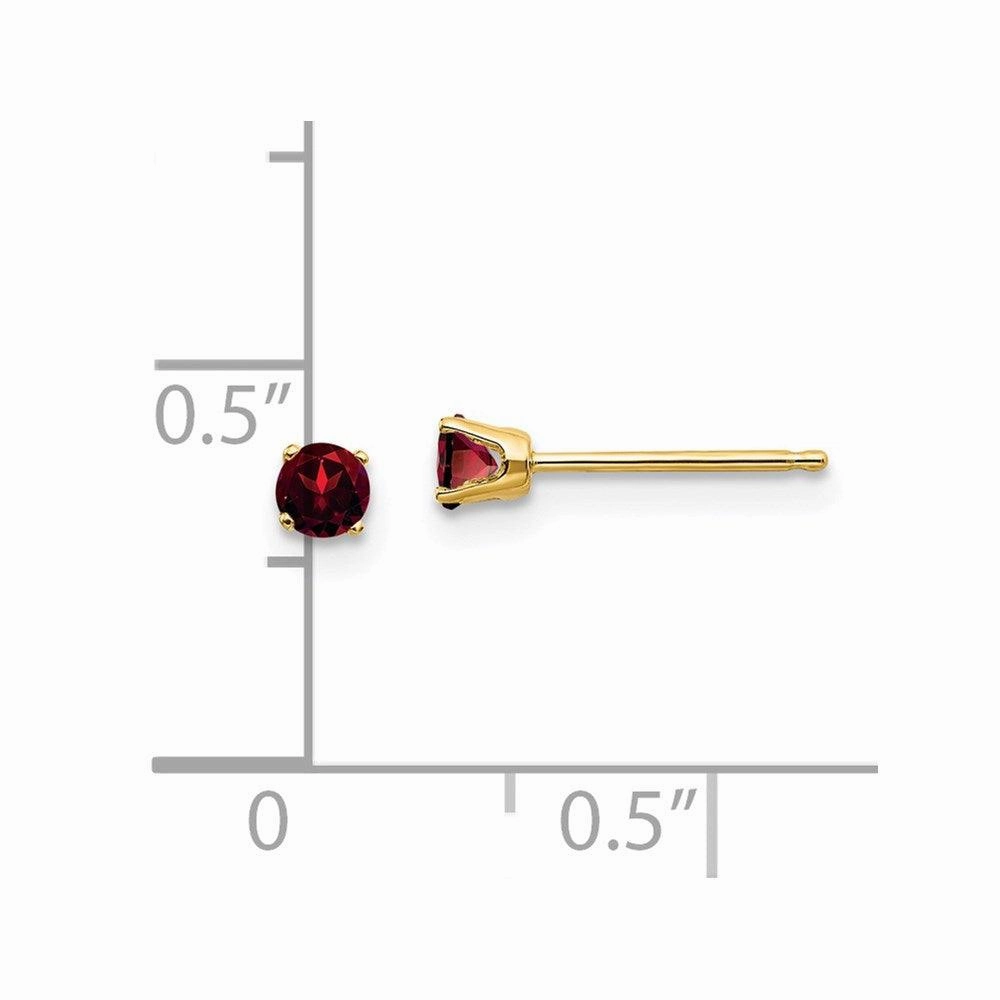 14k 3mm January/Garnet Post Earrings