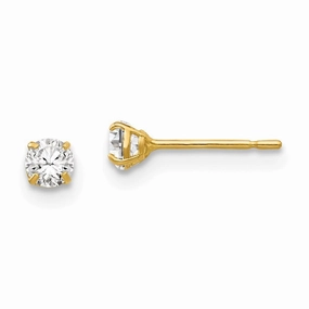 14k 3mm Round CZ Post Earrings