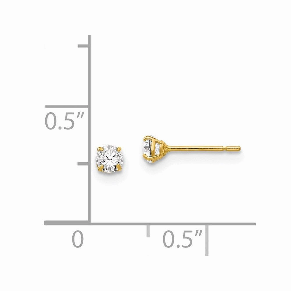 14k 3mm Round CZ Post Earrings
