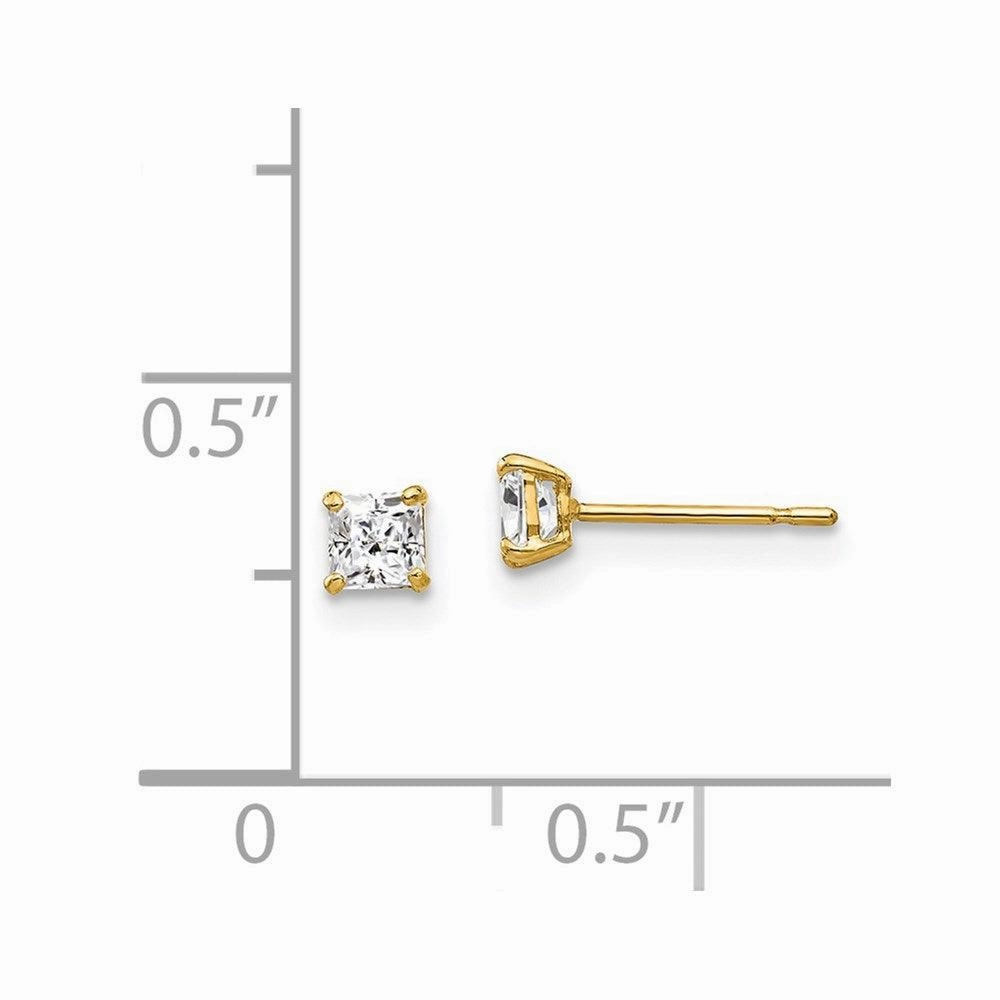 14k 3mm Square CZ Post Earrings