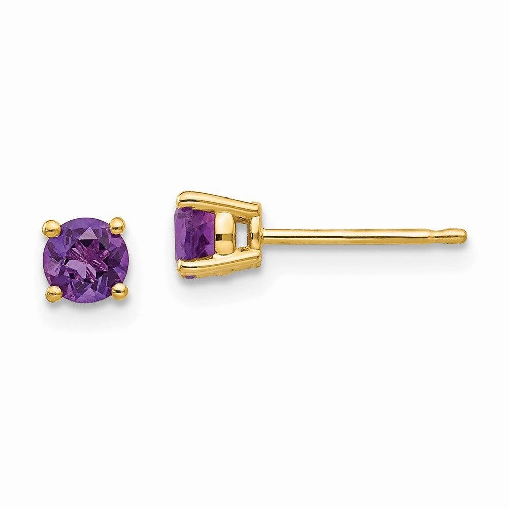 14k 4mm Amethyst Earrings