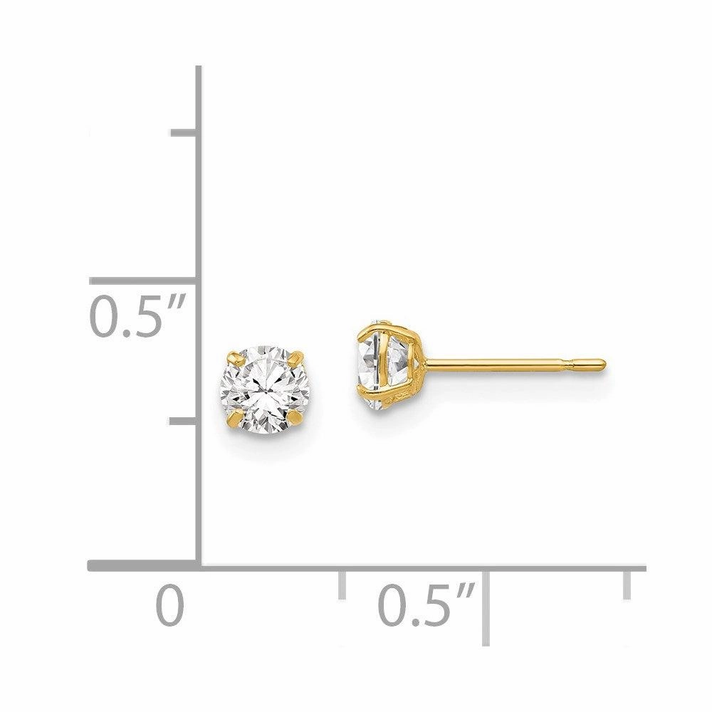 14k 4mm Round CZ Post Earrings