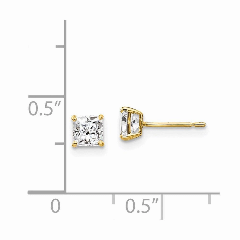 14k 4mm Square CZ Post Earrings