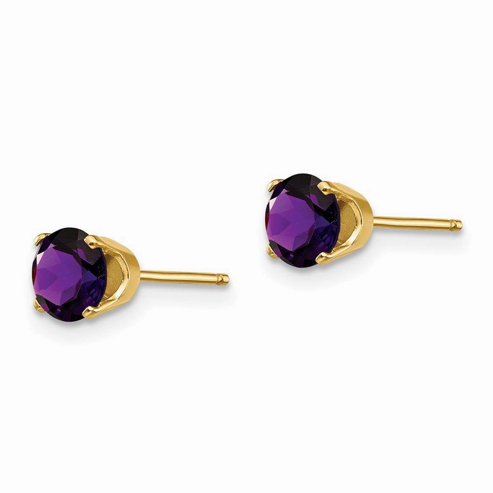 14k 5mm Amethyst Earrings - February