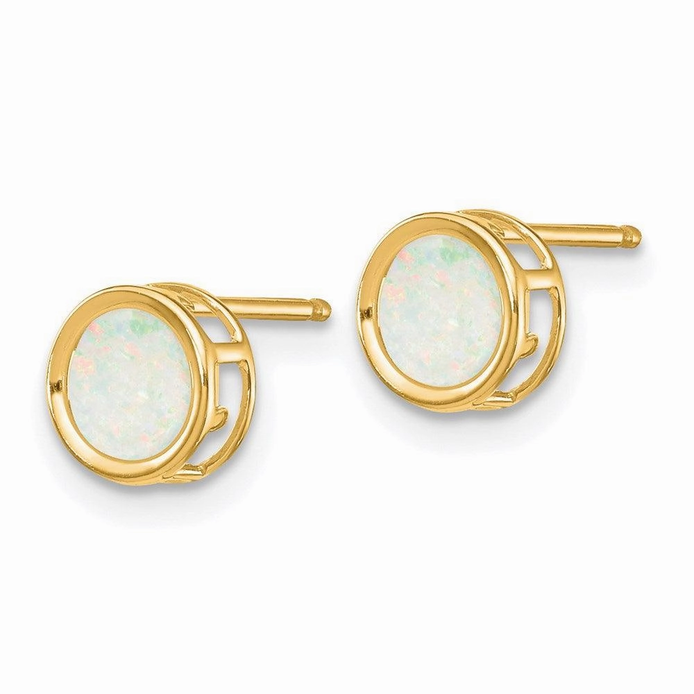 14k 5mm Bezel Opal Stud Earrings
