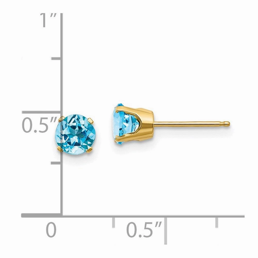 14k 5mm Blue Topaz Earrings - December
