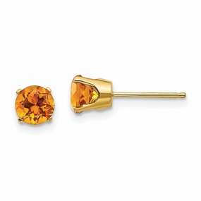 14k 5mm Citrine Earrings - November