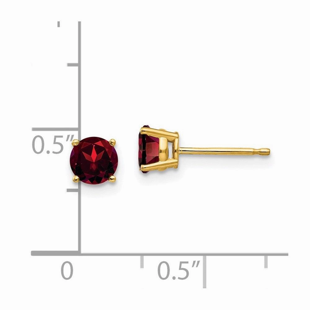 14k 5mm Garnet Post Earrings