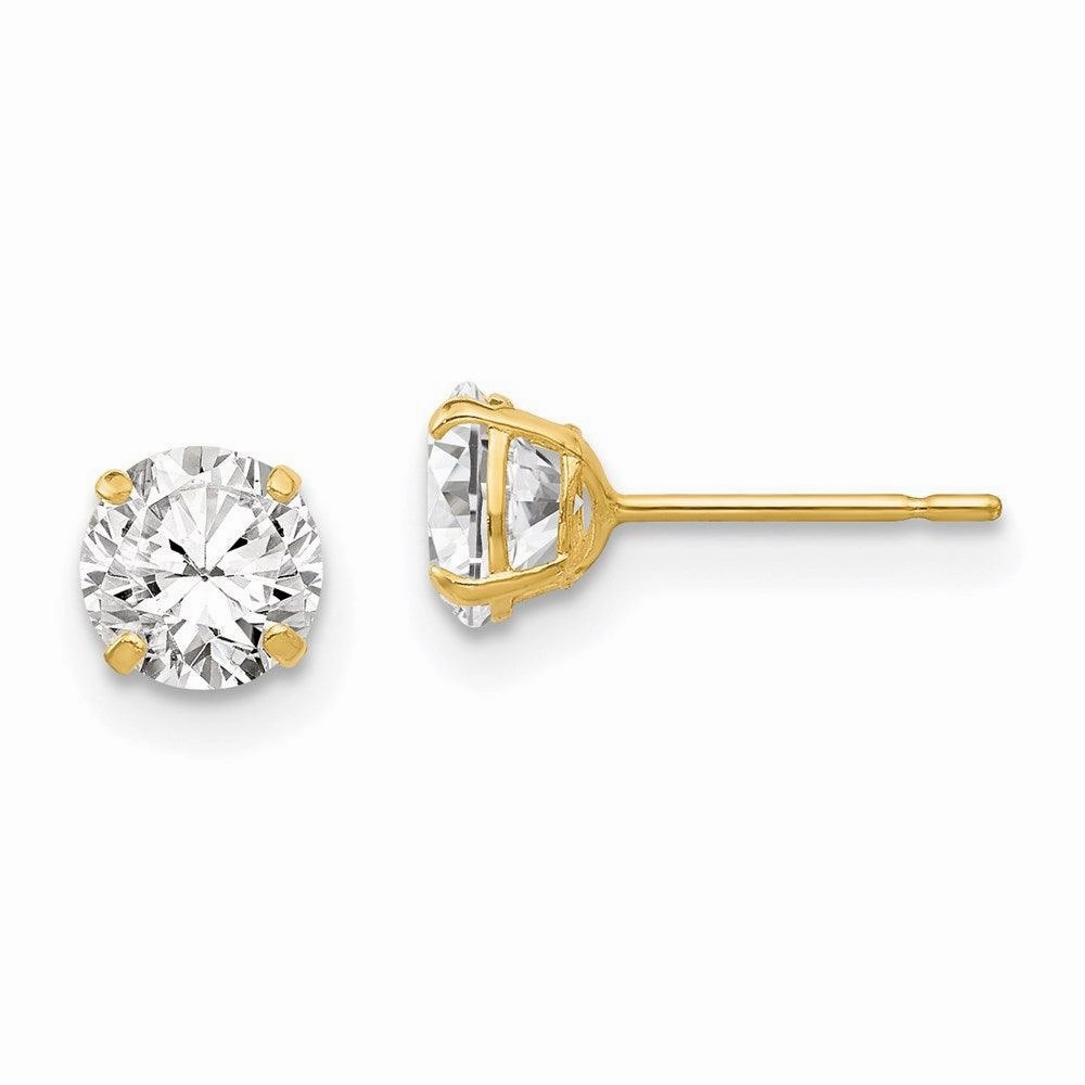 14k 5mm Round CZ Post Earrings