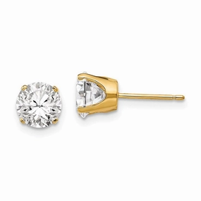 14k 6.5mm CZ stud earrings