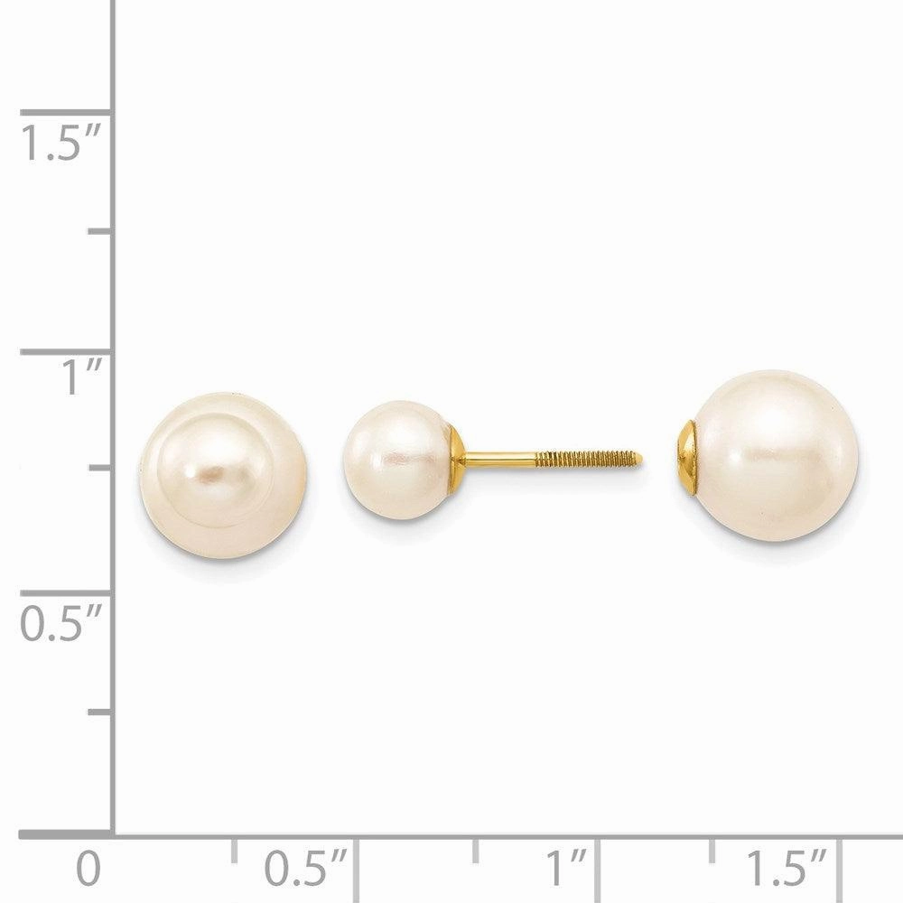 14k 6-7mm & 9-10mm Round Freshwater Cultured Pearl Screw On Post Earrings