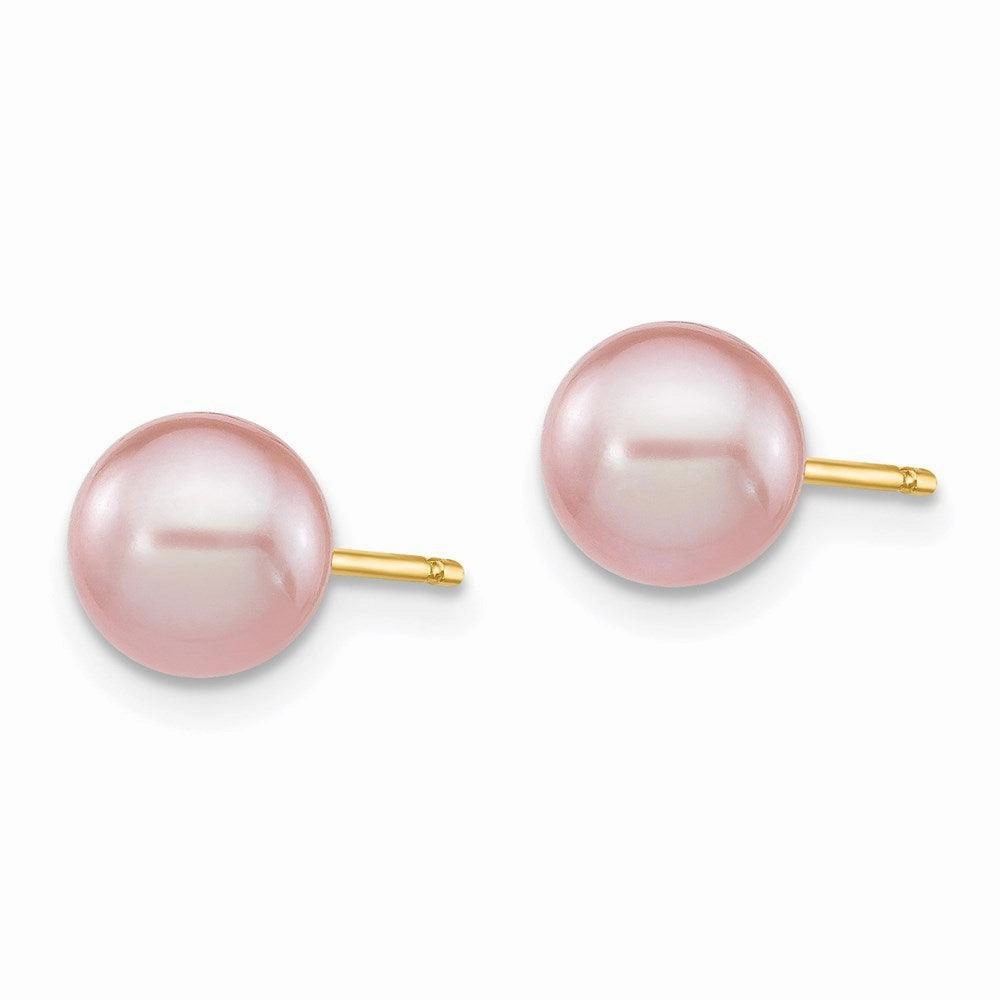 14k 6-7mm Purple Round Freshwater Cultured Pearl Stud Post Earrings