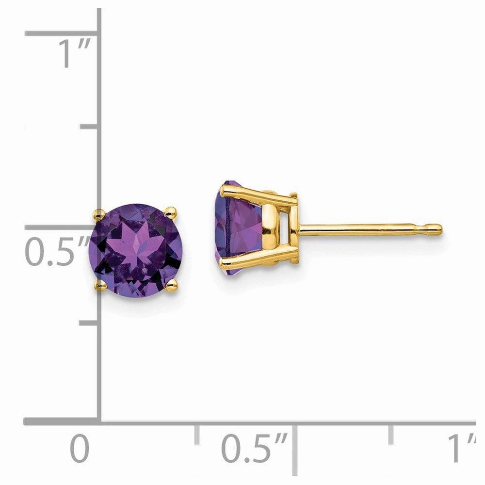 14k 6mm Amethyst Post Earrings