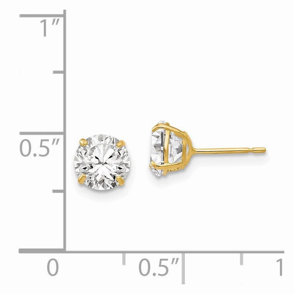 14k 6mm Round CZ Post Earrings