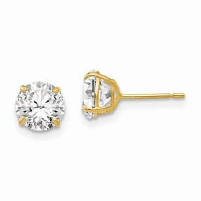 14k 6mm Round CZ Post Earrings