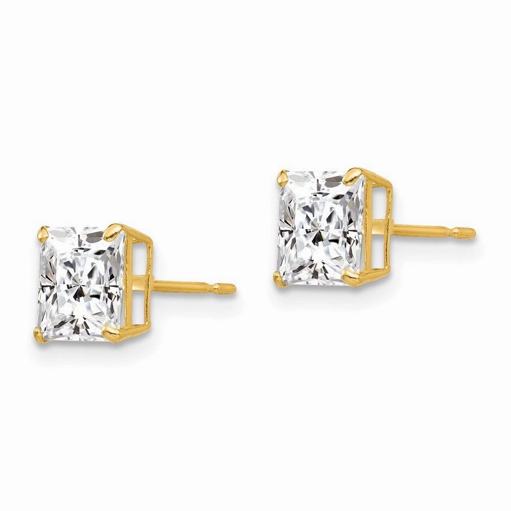 14k 6mm Square CZ Post Earrings