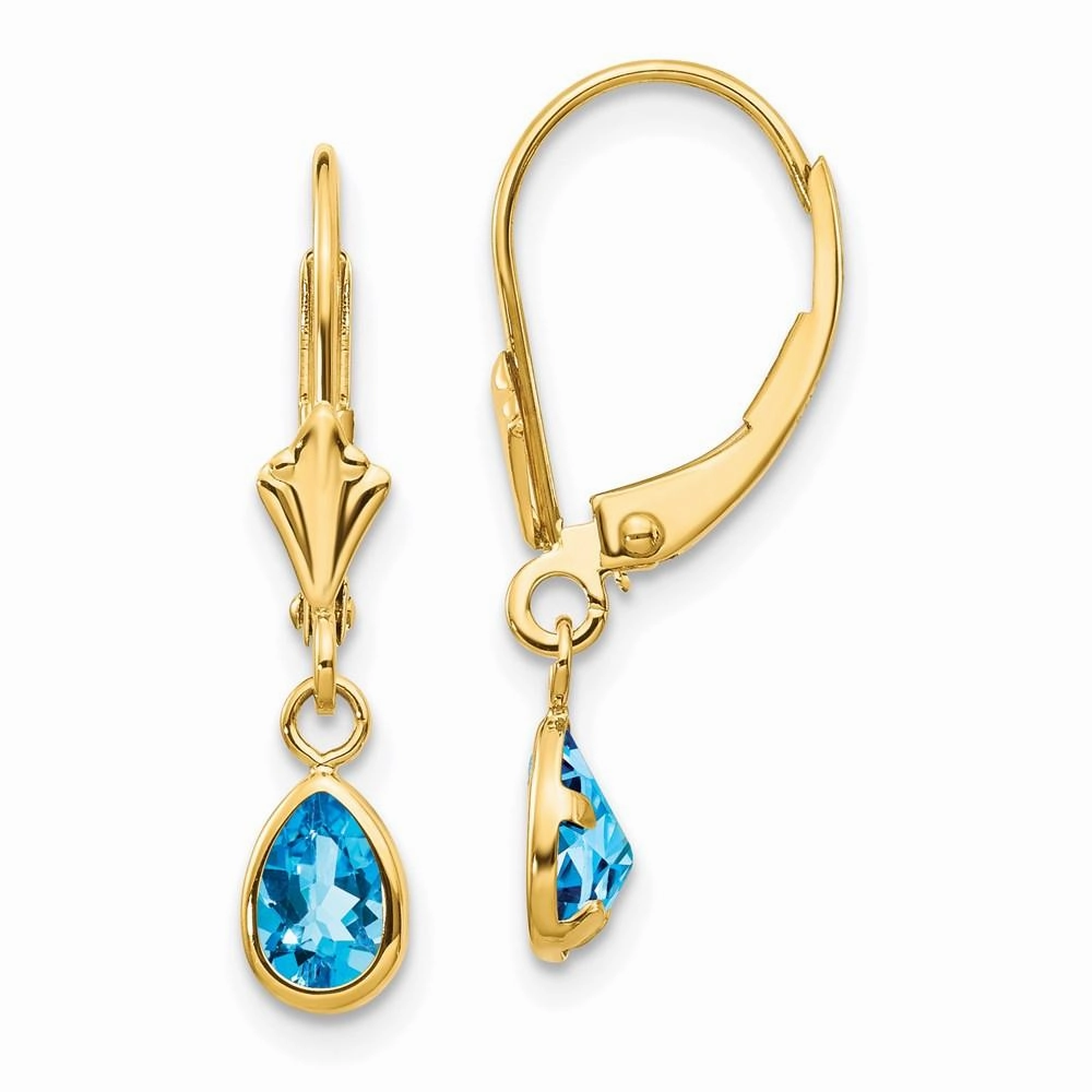 14k 6x4mm December/Blue Topaz Earrings
