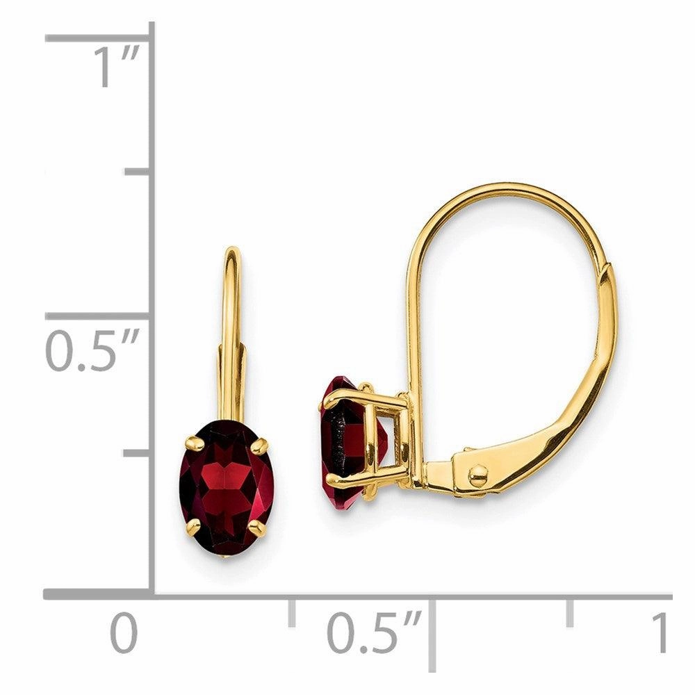 14k 6x4mm Oval Garnet Leverback Earrings