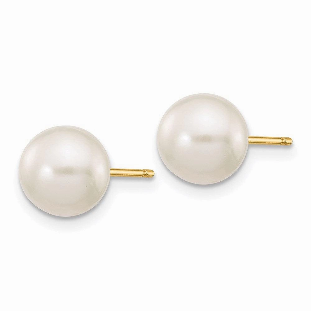 14k 7-8mm White Round Freshwater Cultured Pearl Stud Post Earrings