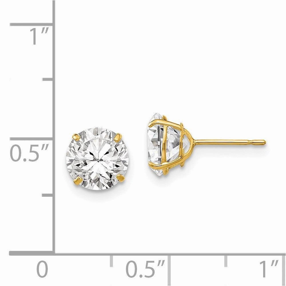 14k 7mm Round CZ Post Earrings