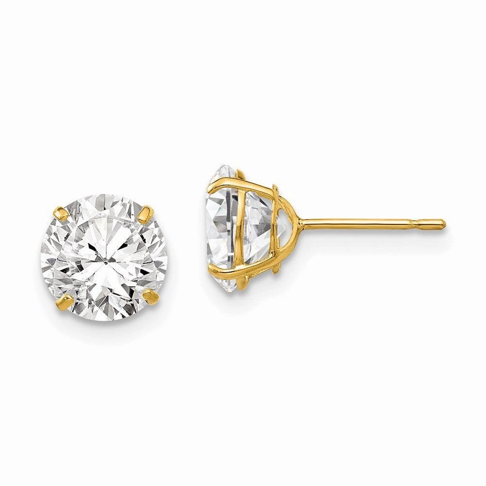 14k 7mm Round CZ Post Earrings