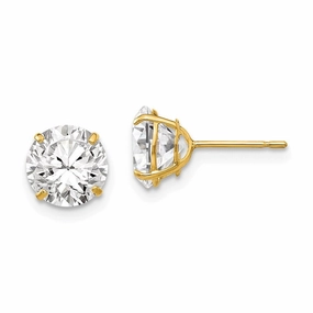 14k 7mm Round CZ Post Earrings