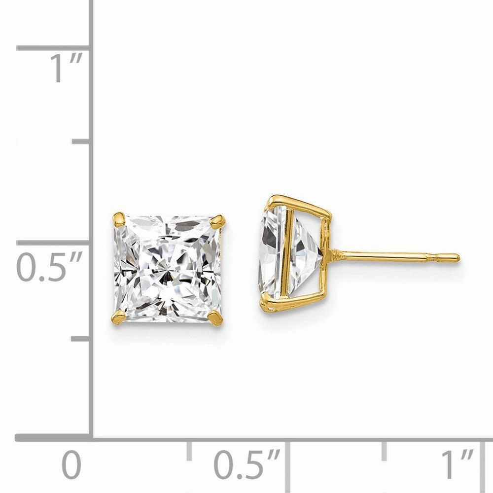 14k 7mm Square CZ Post Earrings