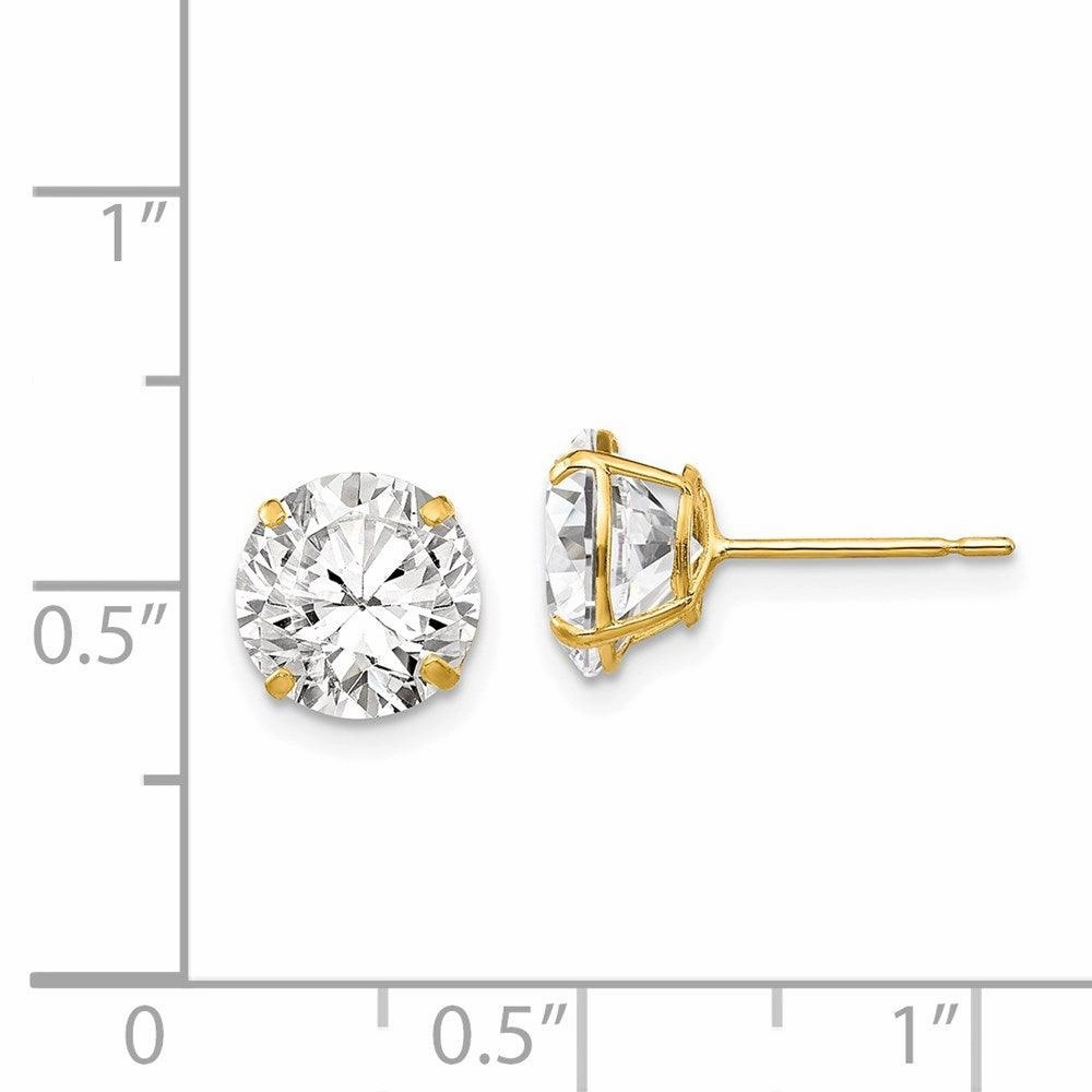 14k 8mm Round CZ Post Earrings