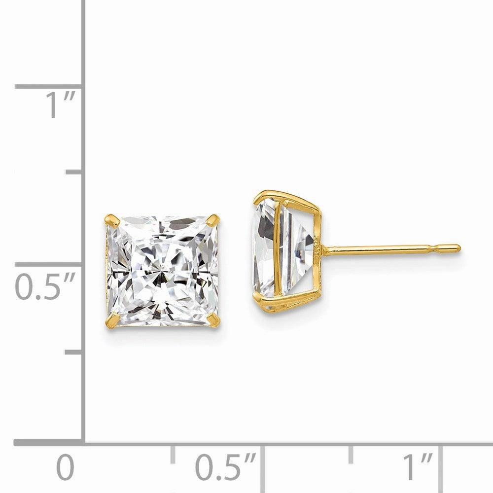 14k 8mm Square CZ Post Earrings